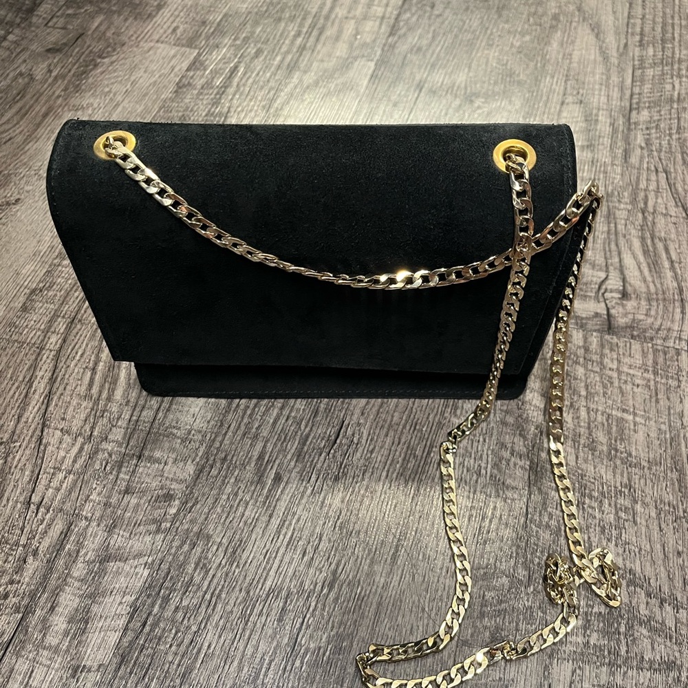 Black suede crossbody bag